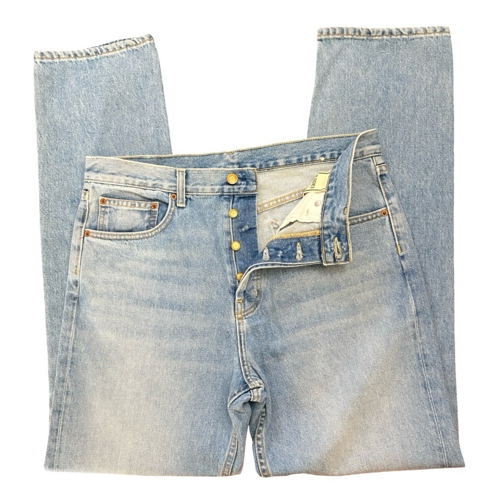 B SIDES Womens Plein Relaxed Straight Leg Jean Light Blue Sz 30 New Without Tags - Picture 4 of 9